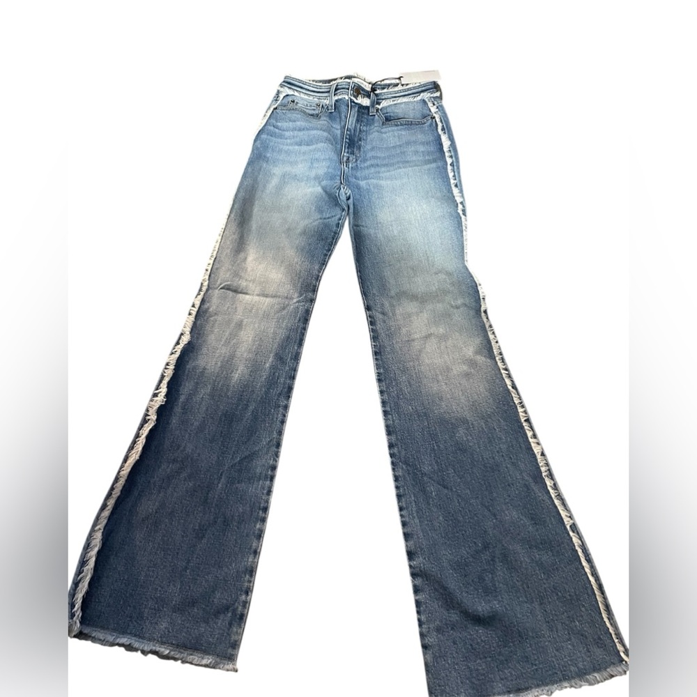 Pistola Flare Leg Jeans Fringed Edges Distressed Blue Size 27 Tall NWT